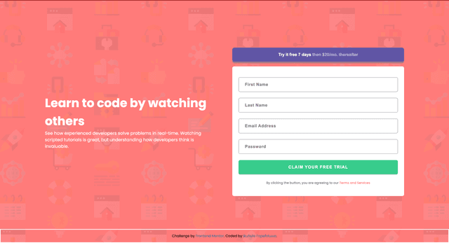 Intro Component with Sign Up Page